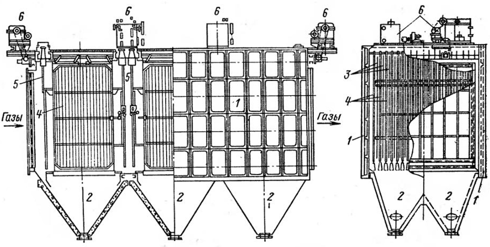 Общие виды и разрезы электрофильтра ДГНП