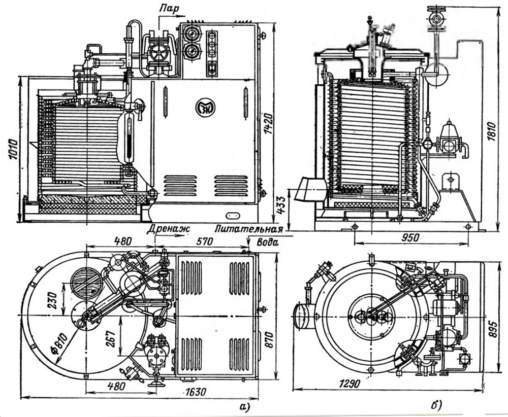 Вертикальные паровые котлы с наддувом для работы на природном газе Вертикальные паровые котлы с наддувом